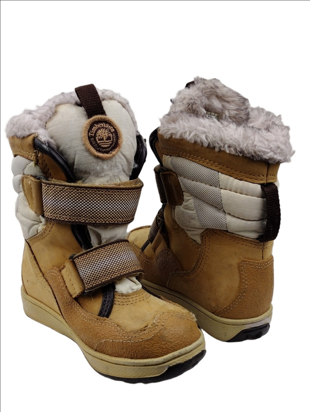 Timberland Thermolite Toddler Tan Leather Hook Loop Fastener Winter Boot Shoe